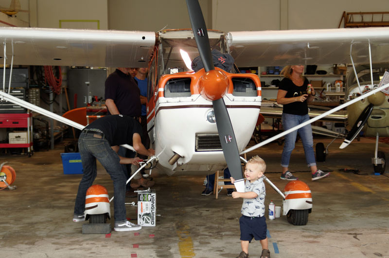 One of the hangars had a handful of planes in various state of repair, like this Bellanca.